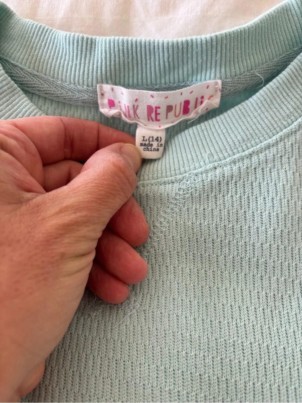 Pink Republic Girls Green Crew Neck Long Sleeve Knit Pullover Shirt Large 14